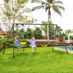 Garden Swing Set With Double Swings, Glider, Swing Seats For Outdoors