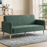 2 Seater Sofa, Velvet Small Couch With Plush Backrest | Dark Green
