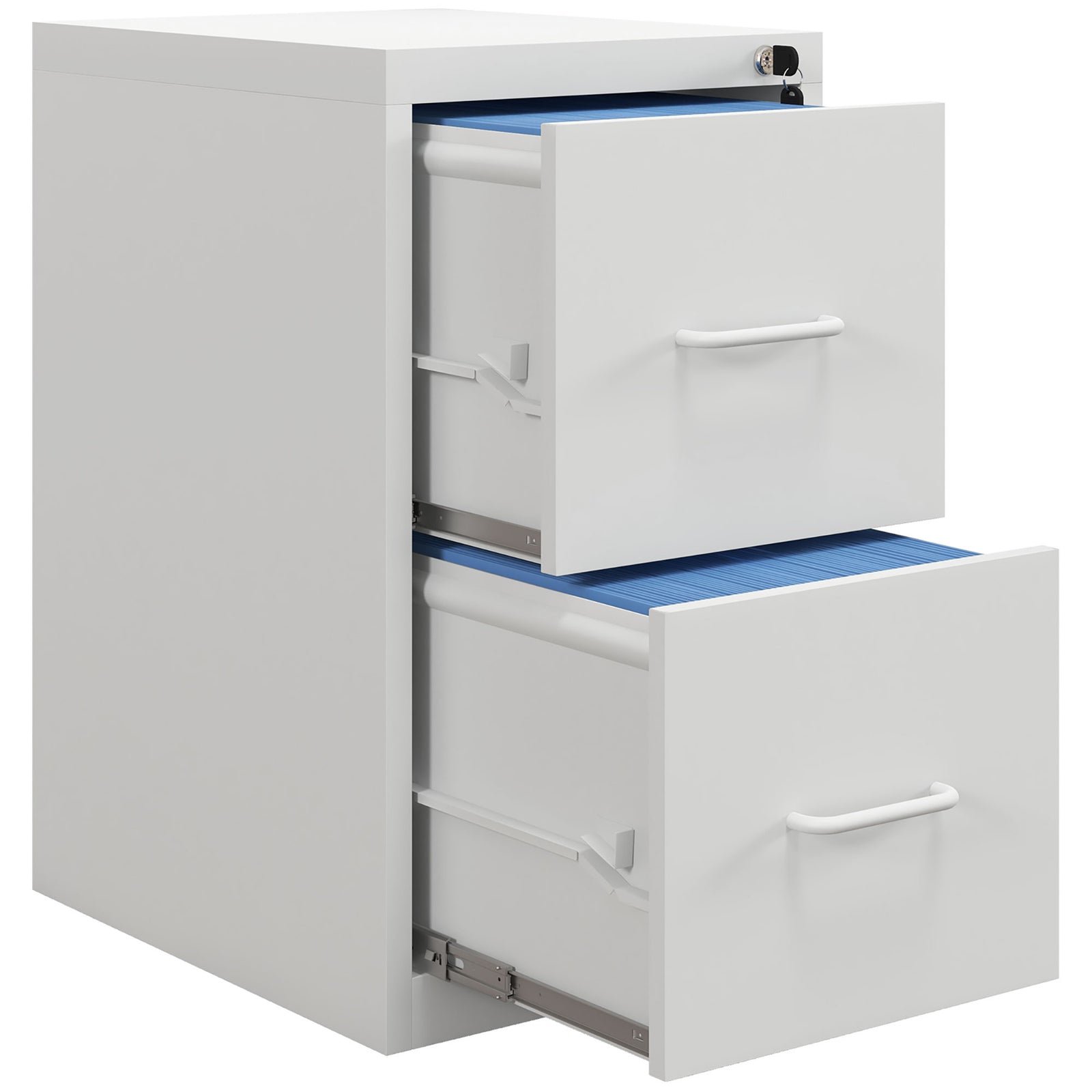 2 Drawer Filing Cabinet Steel File Cabinet For A4 | Small Double | White