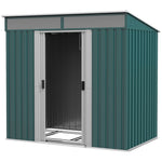 6.5x4ft Garden Shed W/ Foundation Lockable Metal Tool Shed | Green