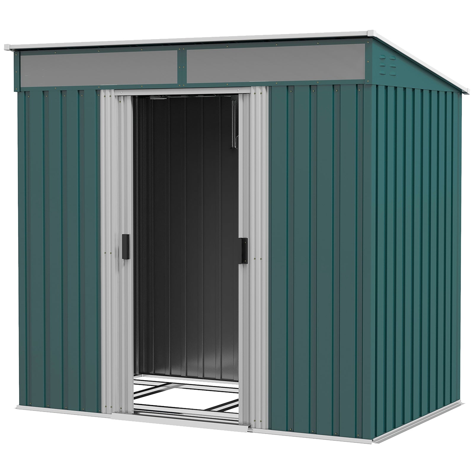 6.5x4ft Garden Shed W/ Foundation Lockable Metal Tool Shed | Green