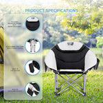 Moon Camping Chair - Portable Outdoor Premium Folding Chair For Adults With Magazine Pocket, Cup Holder & Carry Bag - Heavy Duty Foldable Chair | Single | Jet Black