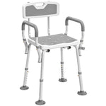 HOMCOM Padded Shower Stool With Arms And Back, 4 Suction Foot Pads