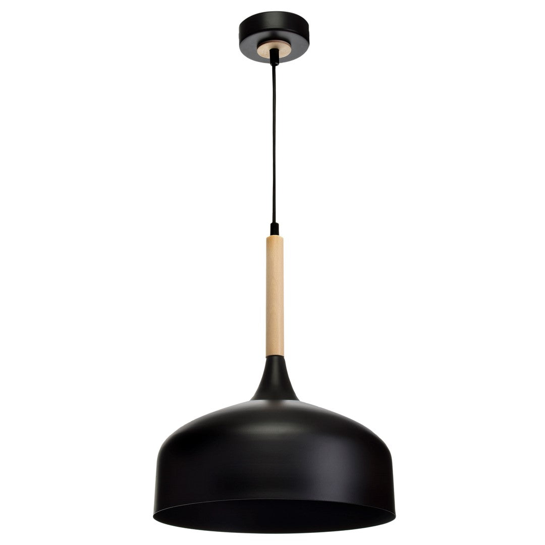 Taylor Hand Made Pendant Lamp With Natural Wood Detail Scandi Style | White