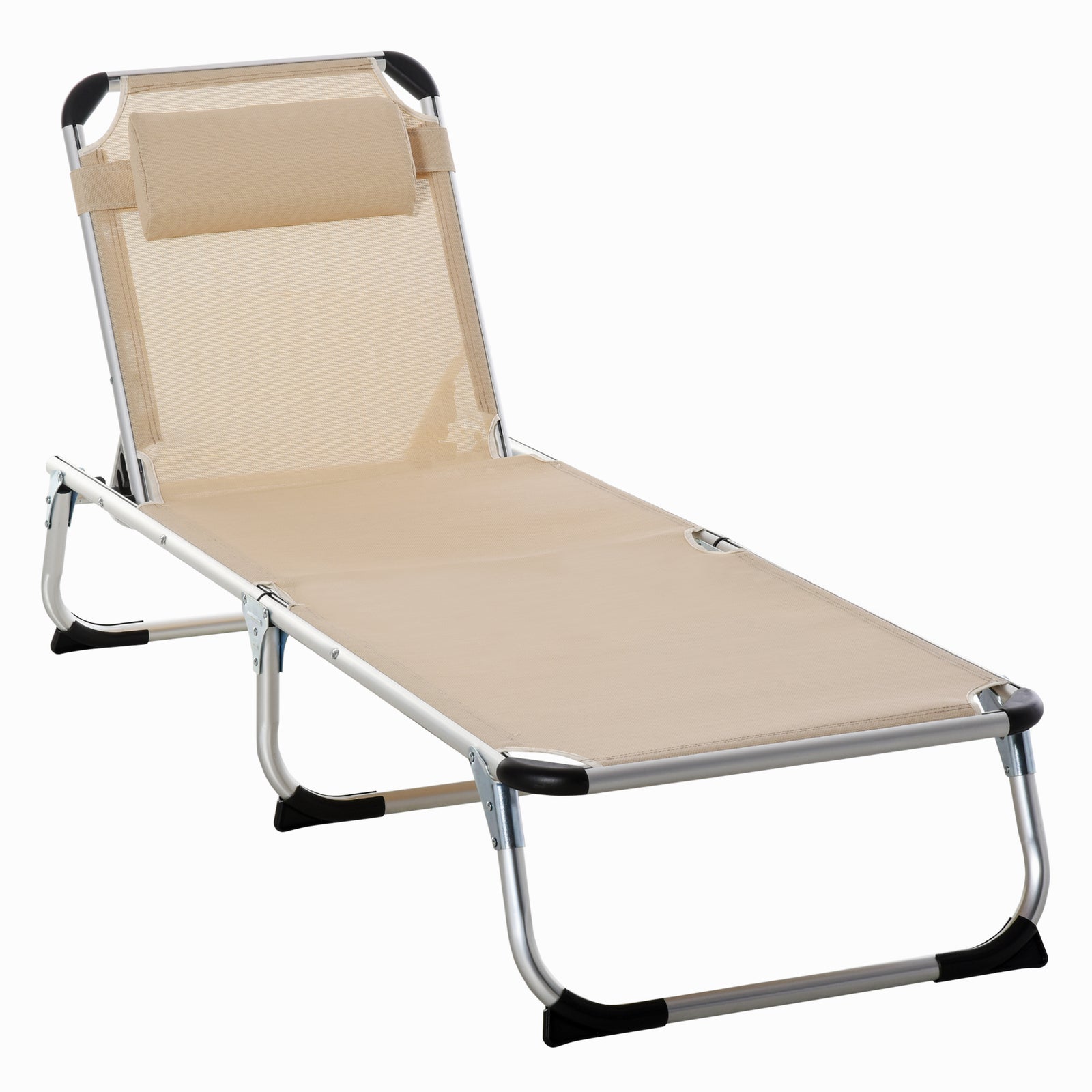 Folding Outdoor Lounger W/ Pillow | Khaki
