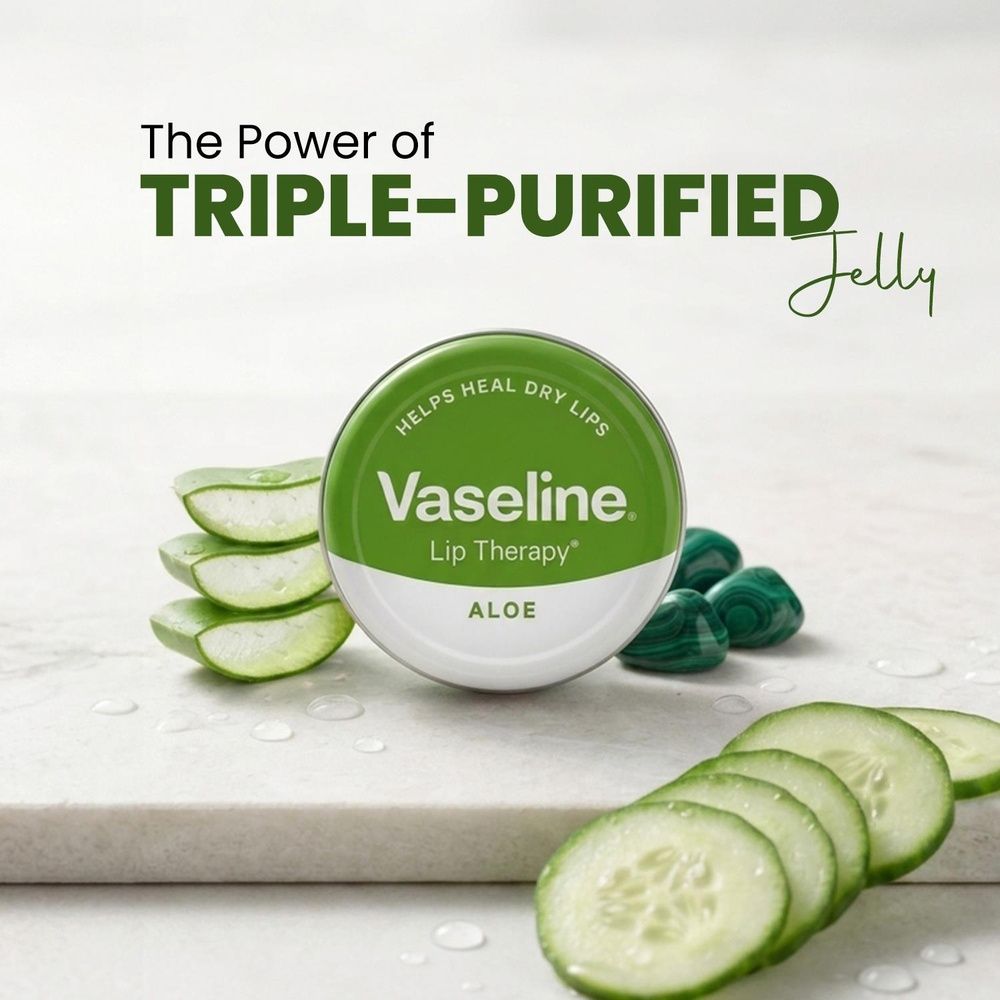Vaseline Lip Therapy Petroleum Jelly, Aloe Vera 20gm Hydrating Lip Balm