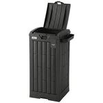Outsunny 110 L Outdoor Bin With Dual Lid, side holder, Drip Tray, Black