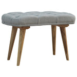 Solid Wood Deep Button Grey Tweed Bench
