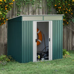 6.5x4ft Garden Shed W/ Foundation Lockable Metal Tool Shed | Green