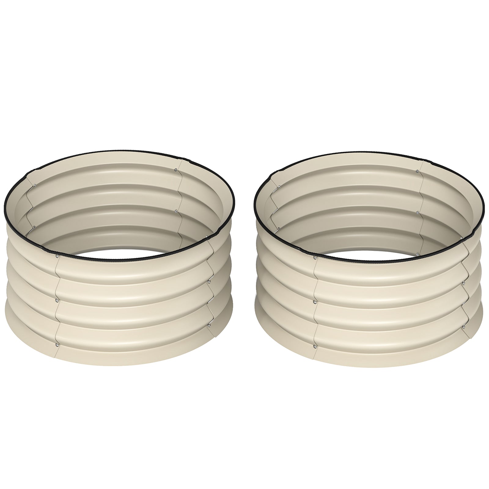 Set Of 2 Raised Garden Bed With Safety Edging | Cream