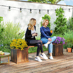 Outsunny Wooden Garden Planter & Bench Combination Garden Raised Bed