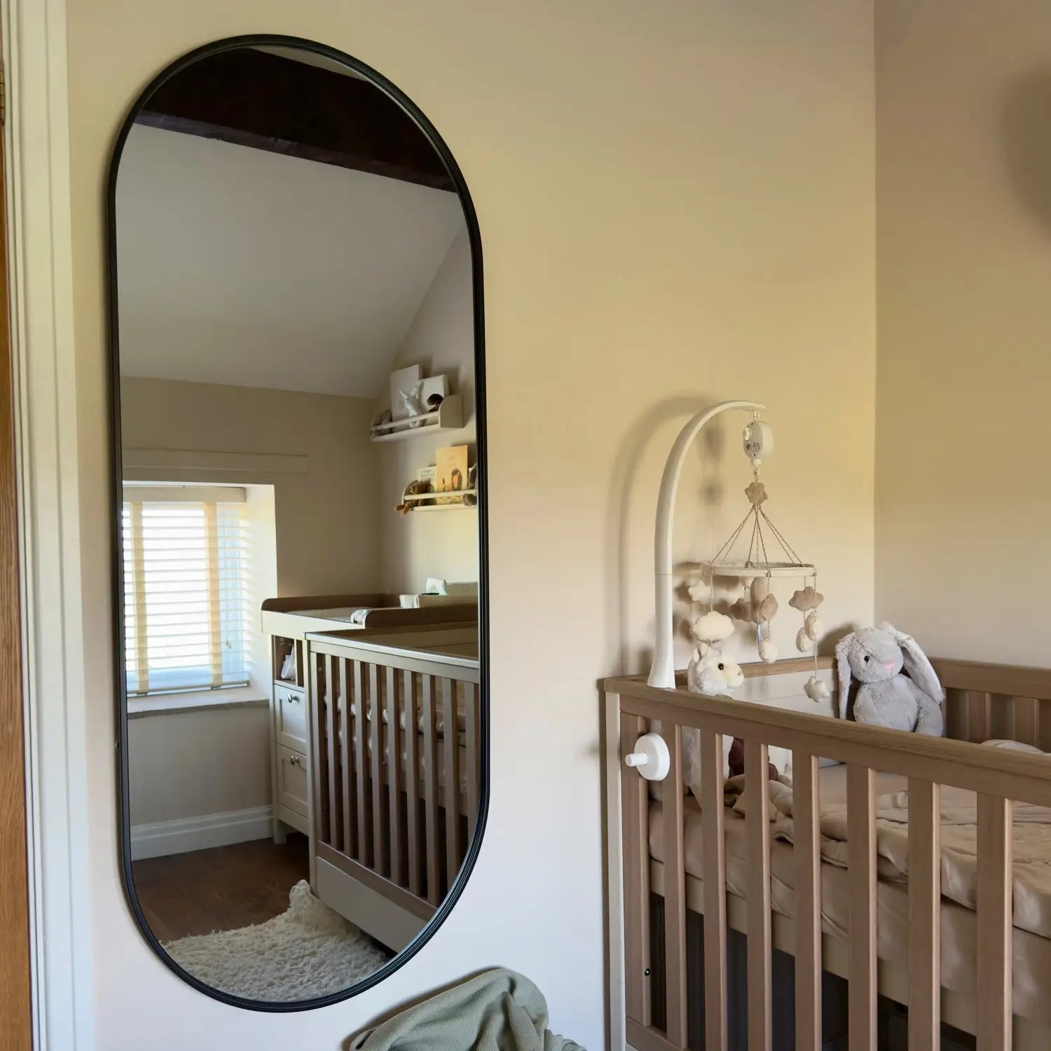 Emi - Black Metal Runway Oval Mirror | 150cm x 60cm