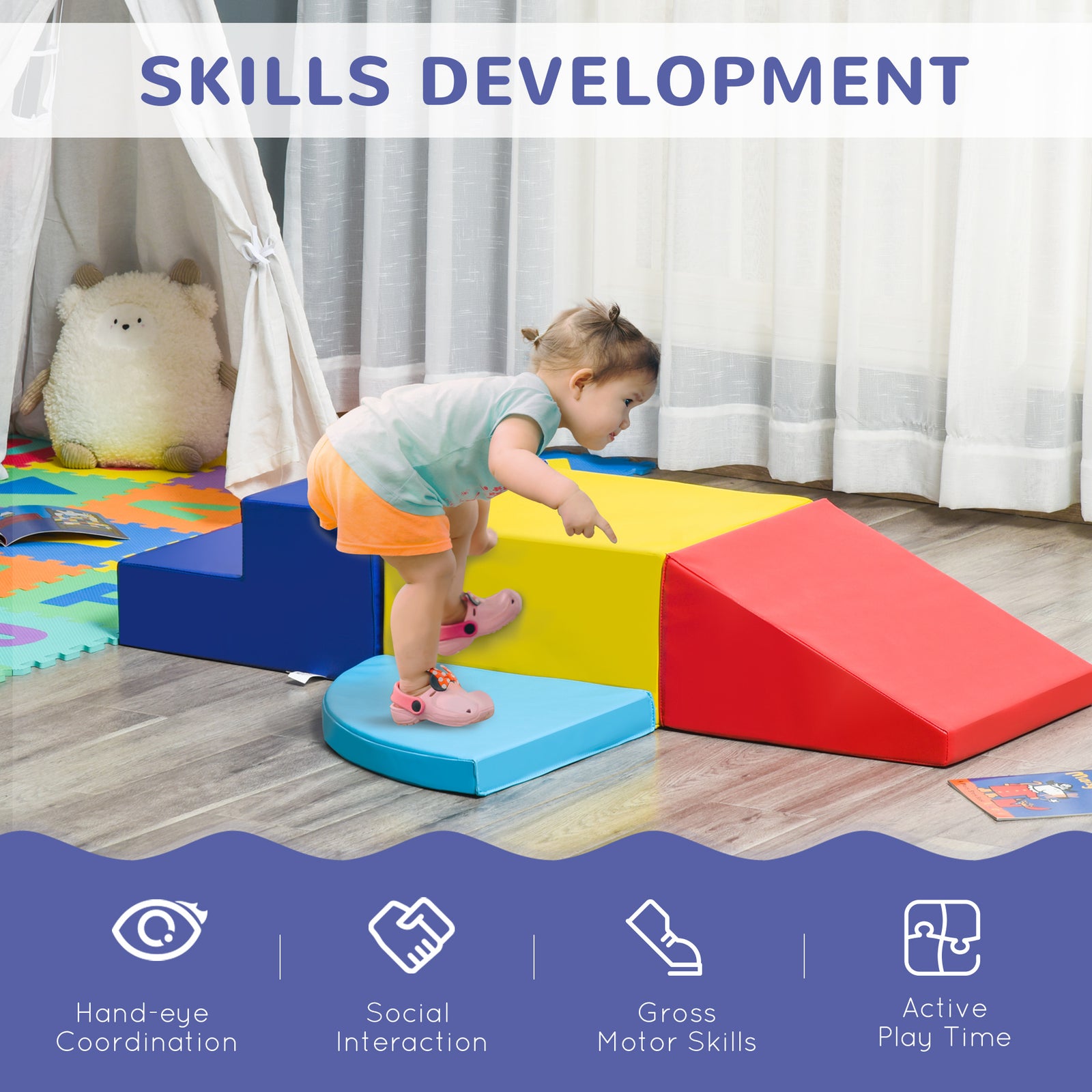 4-piece Soft Play Set Climb And Crawl Foam Activity Toys | Red