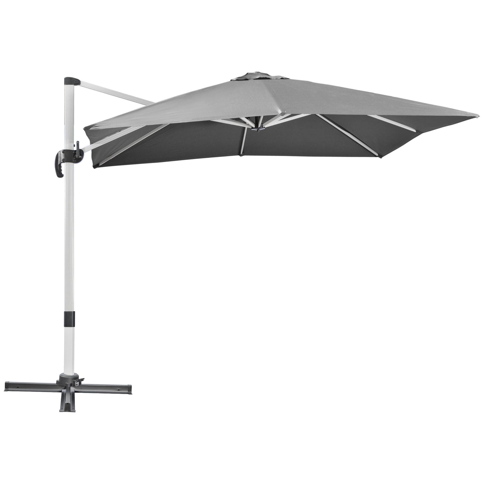 3x3m Cantilever Roma Parasol W/ 360° Crank Handle Tilt | Gray