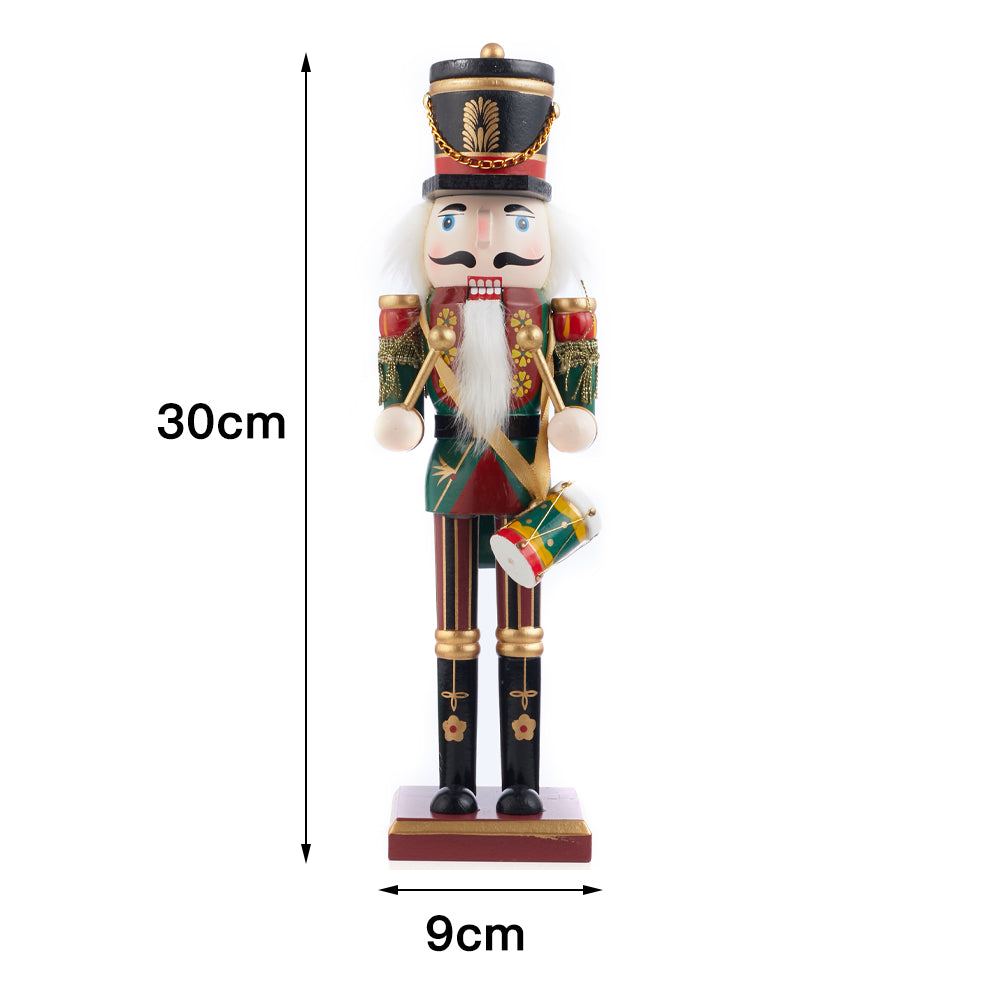 Wooden Nutcracker Soldier Figurine Christmas Ornament With Drum