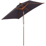 2x1.5m Wooden Patio Umbrella Parasol | Dark Gray