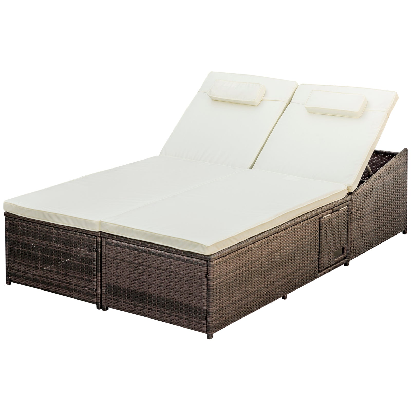 2-person Rattan Daybed Lounger Garden Recline Chair