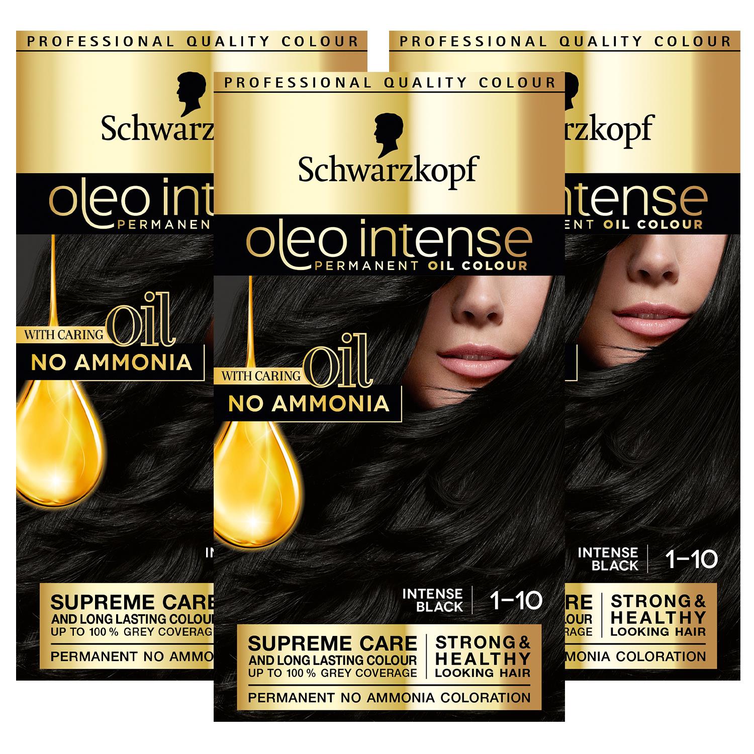 Oleo Intense 1-10 Intense Black No Ammonia Permanent Oil Colour 3pk