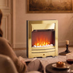 Electric Fireplace Stove Freestanding/inset, 1000w/2000w | Gold