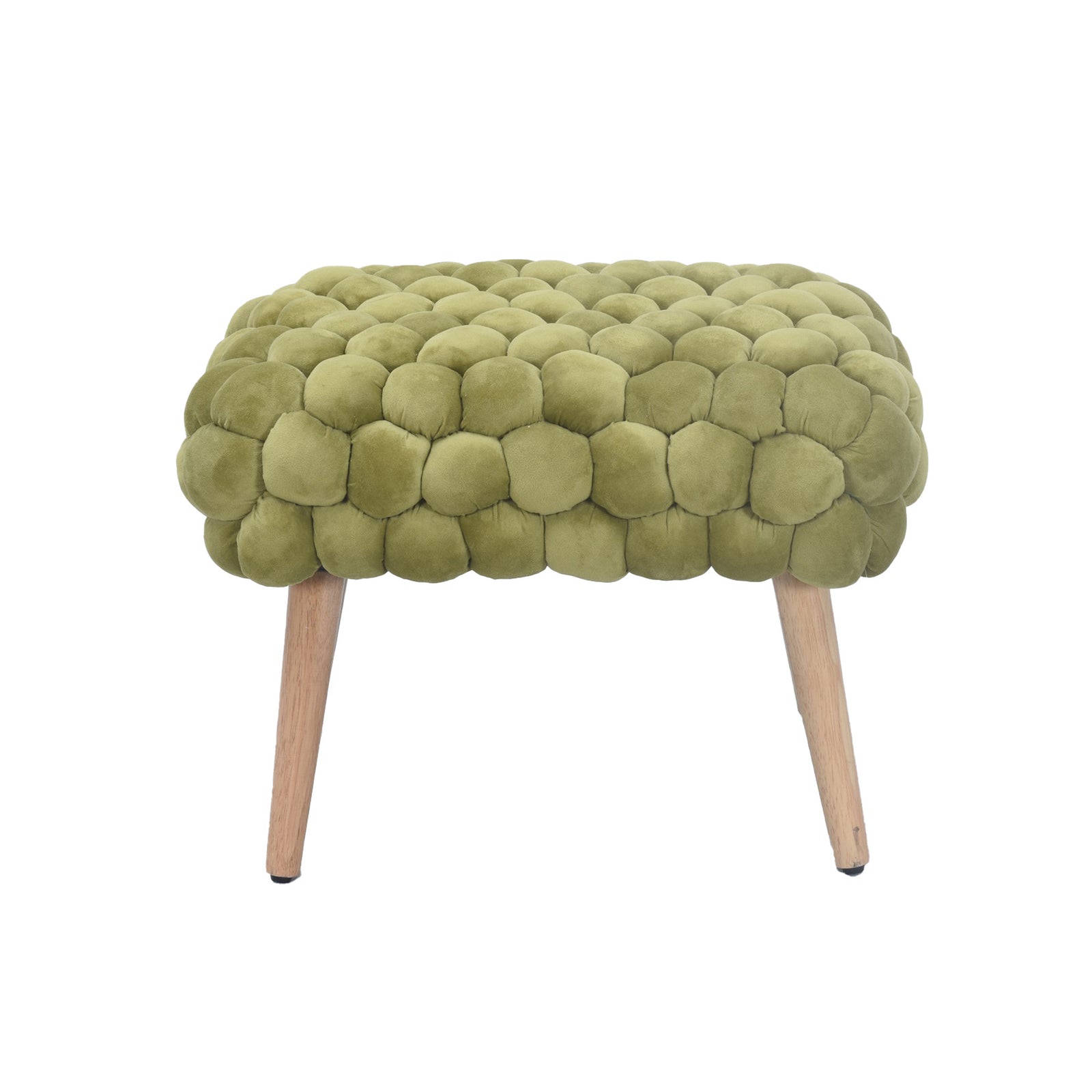 Cushla Bubbly Velvet Small Footstool | Green