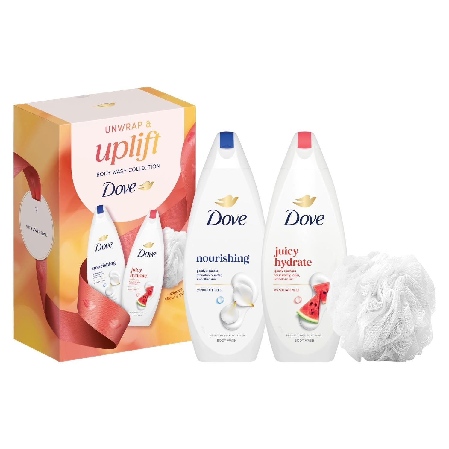 Unwrap And Uplift Body Wash Collection For Her With Luxury Puff | Set of 3