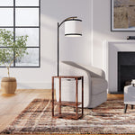 Modern Metal Floor Lamp Side Table 2 In 1