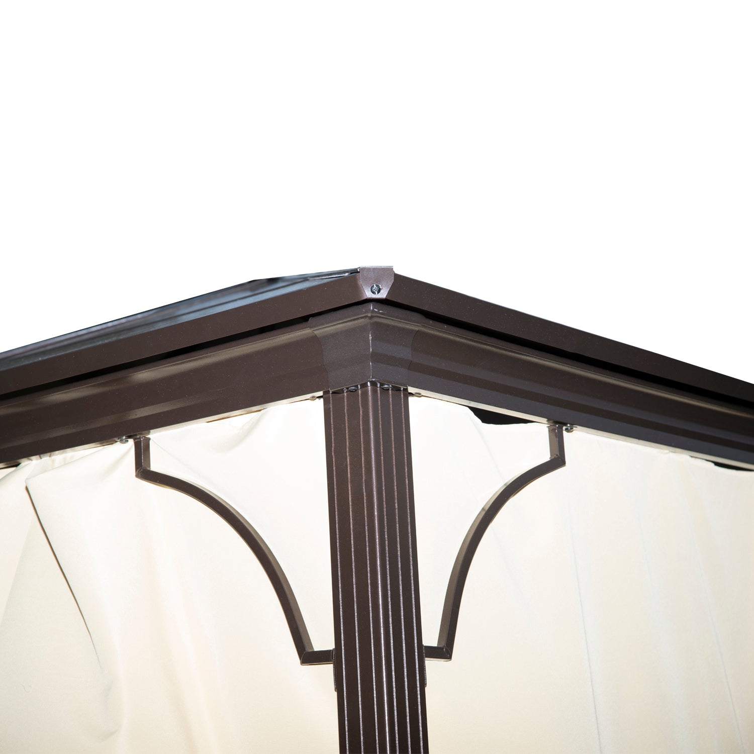 Hardtop Gazebo Canopy With Mosquito Netting And Curtains | Medium | Beige