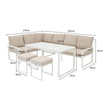 Aluminium Corner Sofa Set With Rattan Storage Box | White