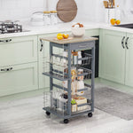 Kitchen Island Trolley W/ 4 Baskets 2 Side Racks Drawer