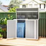 4.7 X 2.5ft Lockable Garden Shed, Double Bin Storage Shed | Light Grey