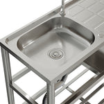98cm W X45.5cm D X 80cm H Bathroomdeco Stainless Steel One Compartment Sink With Shelves And Drainboard