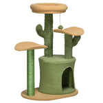 Multi Level Cat Tree W/ Scratching Post, Cat House, Bed - Green