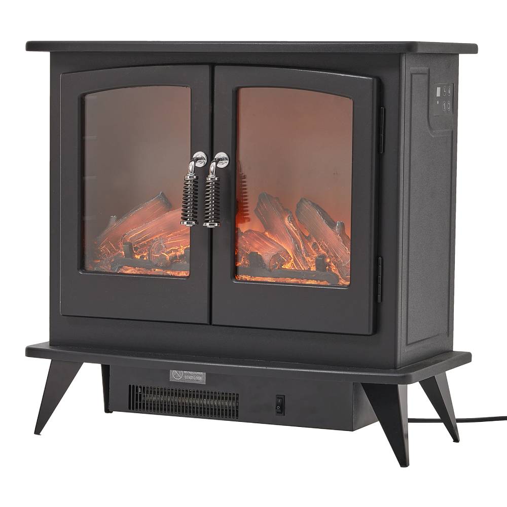 Freestanding Electric Fireplace Heater Portable Indoor Fireplace With Adjustable Flame, Remote & Timer For Living Room & Bedroom
