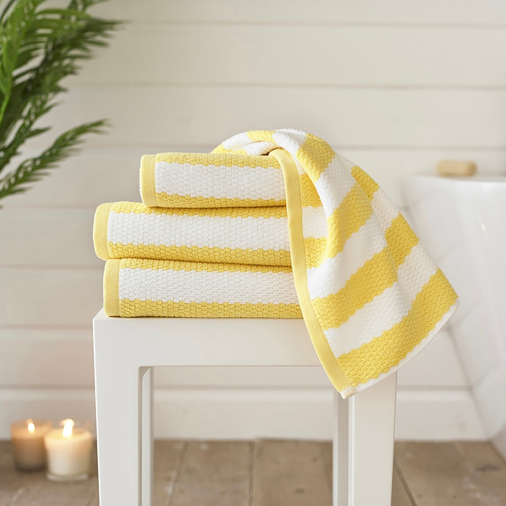 Boston Striped Towels – Vibrant, Soft & Absorbent 100% Cotton Luxury | Bath Towel | Yellow