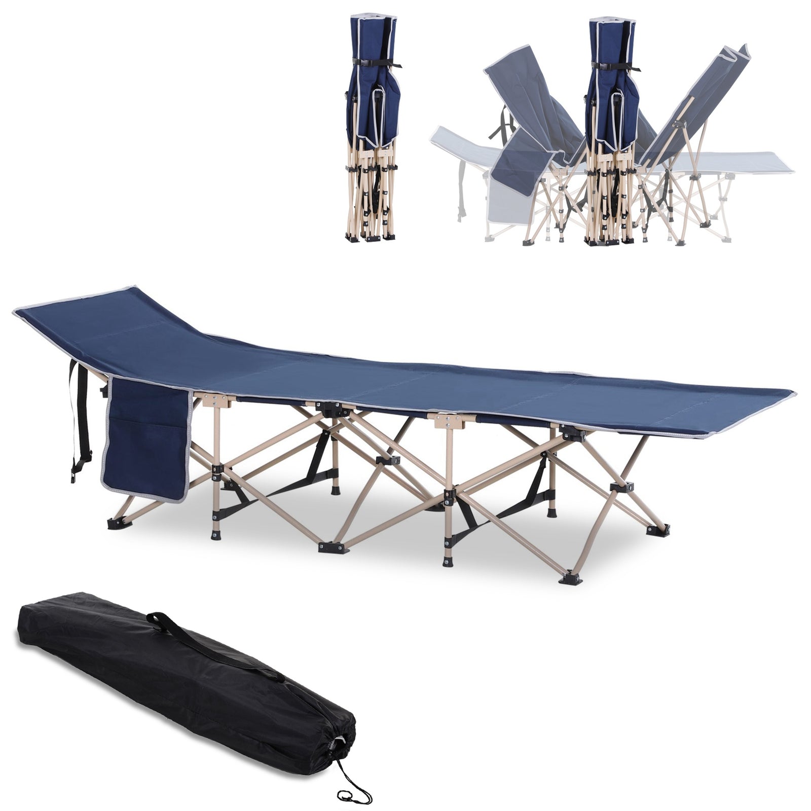 Single Person Folding Camping Cot Portable Camp Sleeping Bed | Blue