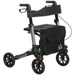 4 Wheel Rollator Walker With Seat And Bags Adjustable | One Size | Silver