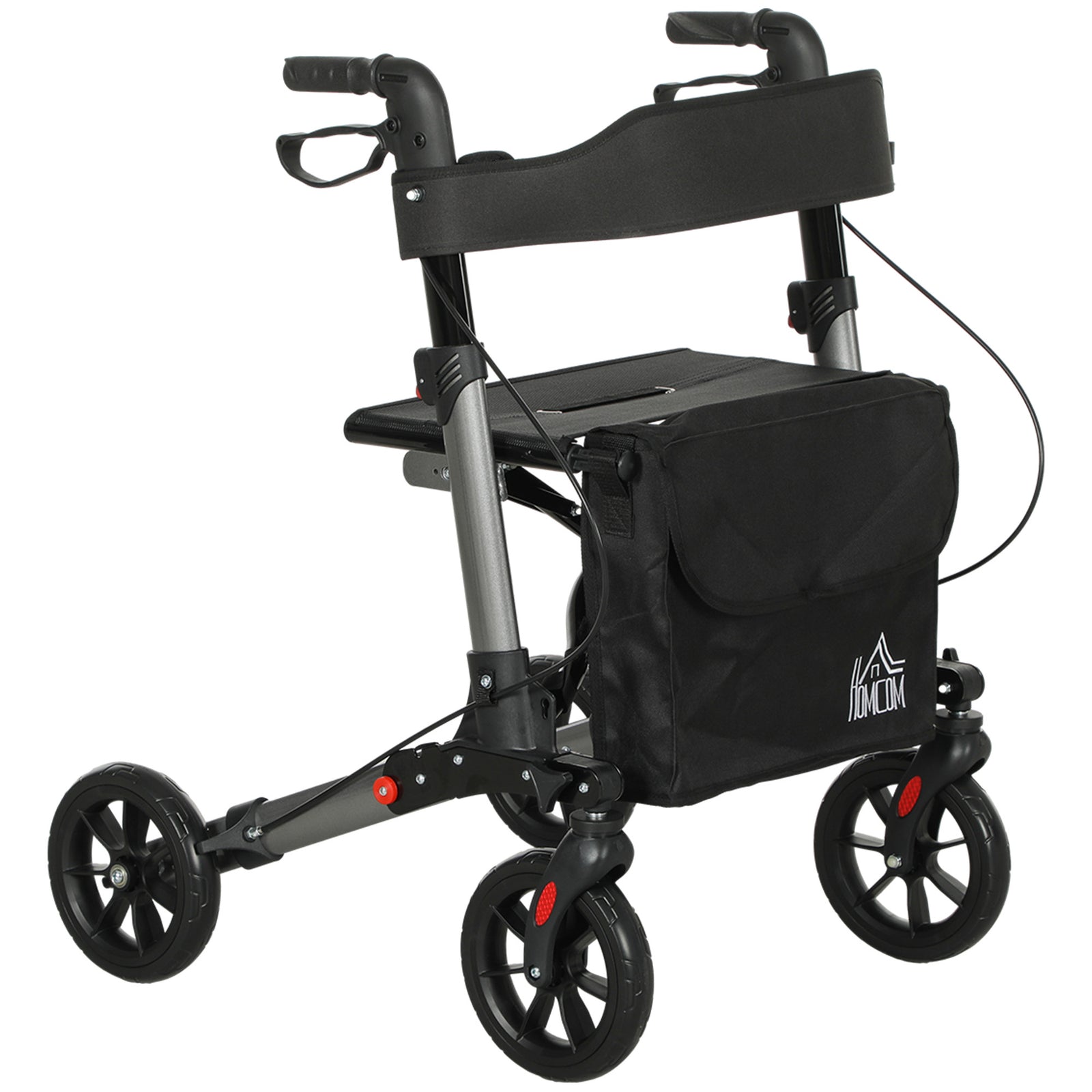 4 Wheel Rollator Walker With Seat And Bags Adjustable | One Size | Silver