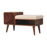 Solid Mango Wood Boucle Carved Chestnut Telephone Table