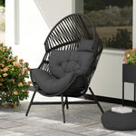 Standing Rattan Garden Egg Chair With Headrest