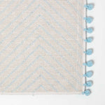 Tufted Cotton Bath Mat Zig Zag Design With Pom Poms | 50 x 80cm | Light Blue