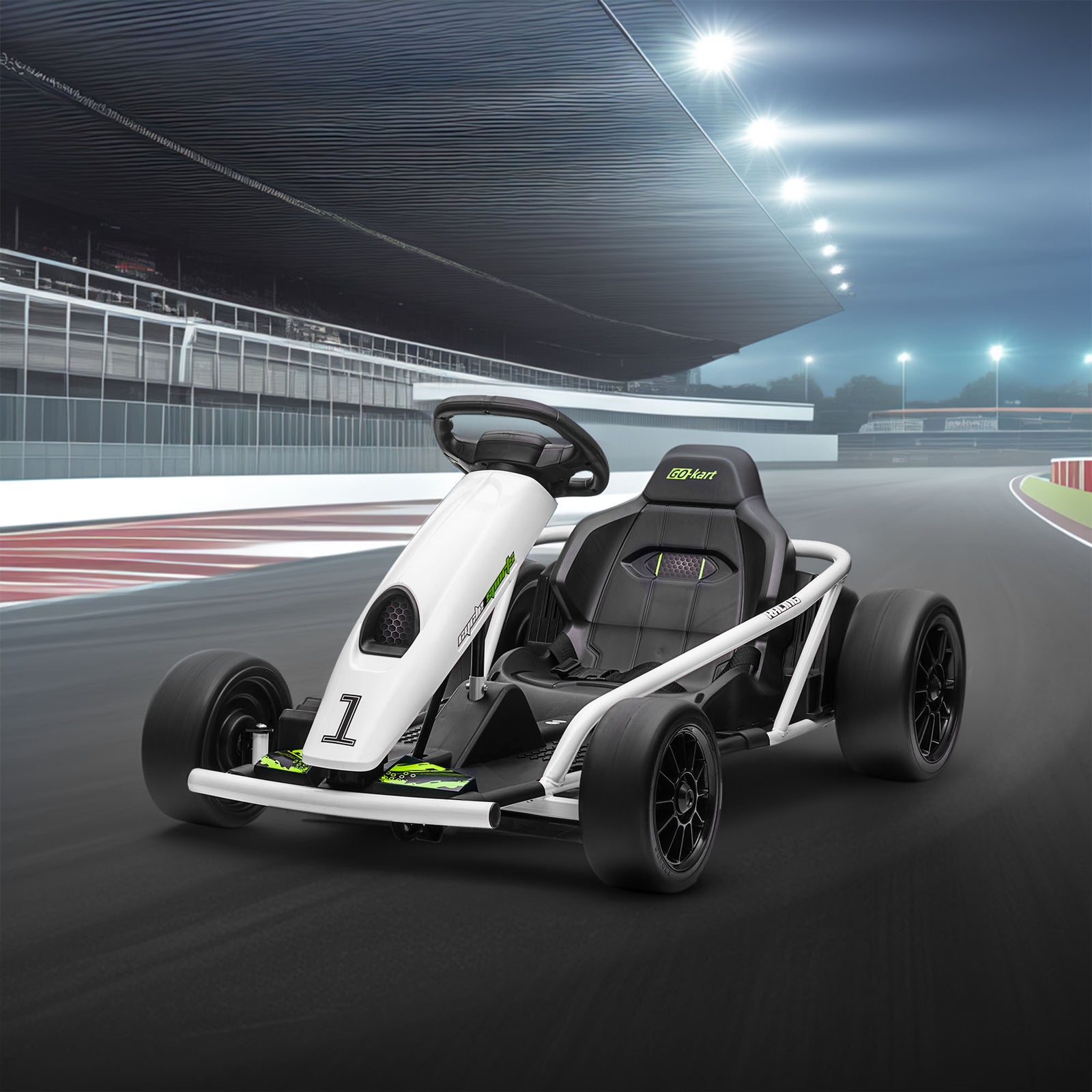 24v Electric Go Kart For Kids With Music, Horn Honking, Slow Start | White