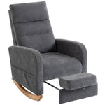 HOMCOM Upholstered Rocking Chair With Retractable Footrest Grey