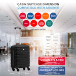 56x36x23cm Lightweight 4 Wheel Carry-on Cabin Suitcase 30+ Airline Approved - Overhead Luggage | 56 x 36 x 23cm | Black