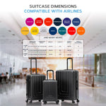 Set Of 3 Hard Shell Suitcases Overhead Carry On Cabin Bag & Check In 20kg+ Medium And Large Bag. | Set of 3 | Black