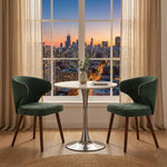 Set Of 2 Upholstered Chenille Dining Chairs With  Backrest And Solid Oak Legs – Comfortable | Green