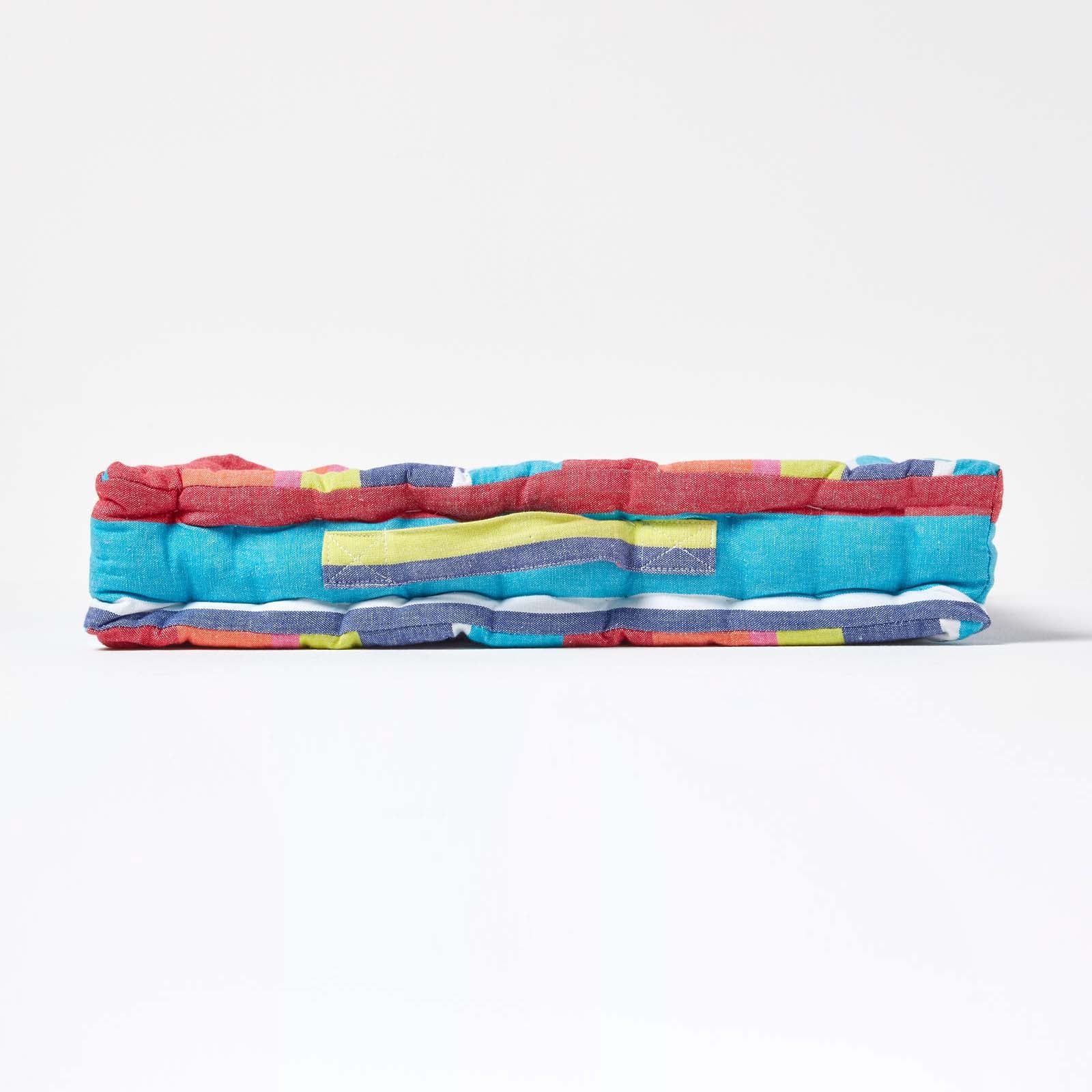 Cotton Striped Floor Cushion | 50cm x 50cm | Multi Colour