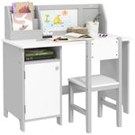 2 Pcs Childrens Table And Chair Set W/board Storage | Grey
