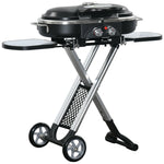 Foldable Bbq Grill, 2 Burner, Trolley | Black