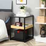 Industrial Side Table W/ 3-tier Storage Shelves | Natura