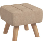 Modern Footstool, Fabric Foot Rest With Rubber Wood Legs | Brown